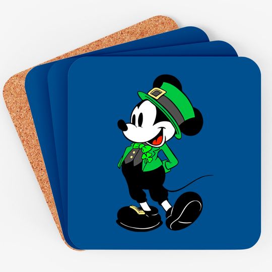 Mickey Mouse Shamrock  Coasters, St Patrick's Day Coasters, Irish Mickey Coasters, Disney St Patricks Day Coasters,