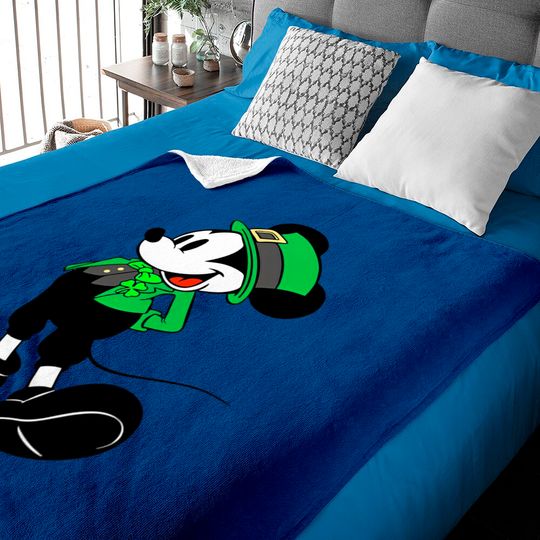 Mickey Mouse Shamrock  Baby Blankets, St Patrick's Day Baby Blankets, Irish Mickey Baby Blankets, Disney St Patricks Day Baby Blankets,