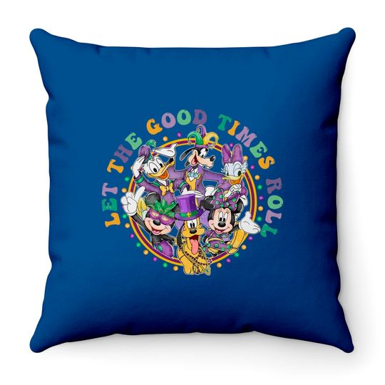 Disney Mardi Gras Throw Pillows, The Mickey and Friends Mardi Gras Throw Pillows