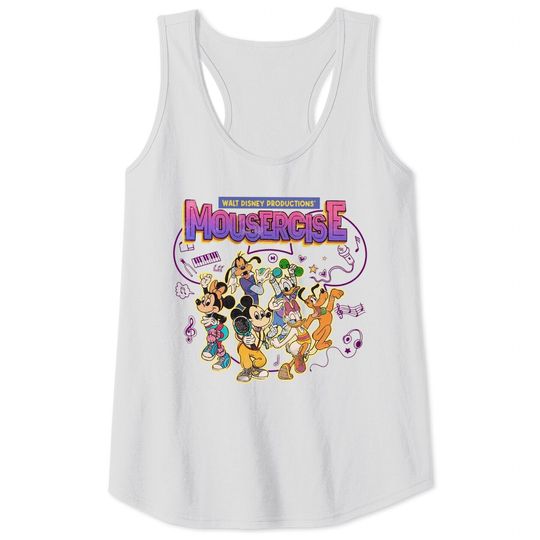 Mickey and Friends Tank Tops, Vintage Disney Mousercise 90s Promotional Tank Tops