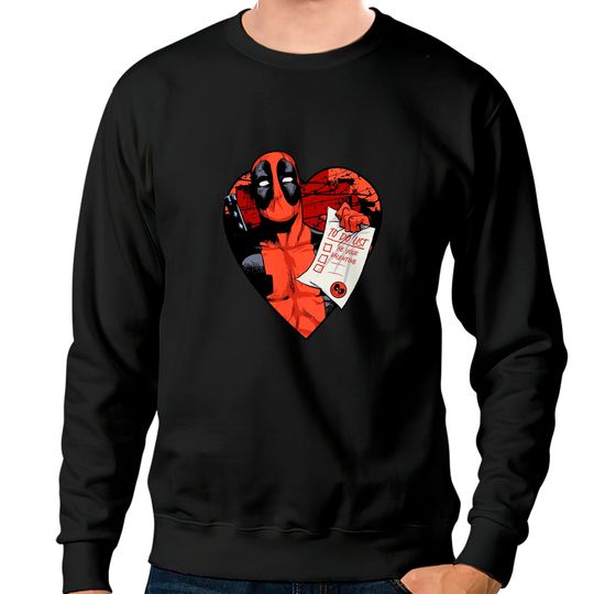 Marvel Deadpool Valentine To Do List Sweatshirts, Disney Marvel Valentines Couples Matching Sweatshirts