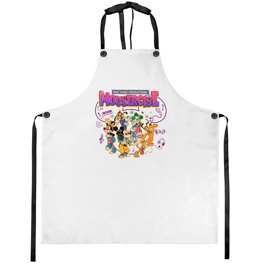 Mickey and Friends Aprons, Vintage Disney Mousercise 90s Promotional Aprons