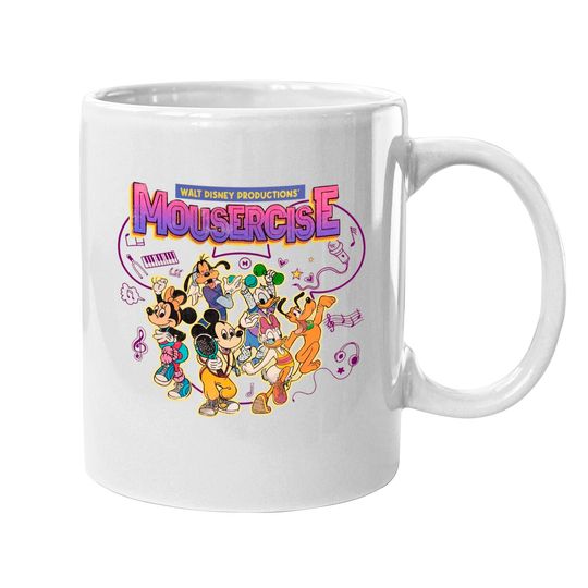 Mickey and Friends Mugs, Vintage Disney Mousercise 90s Promotional Mugs