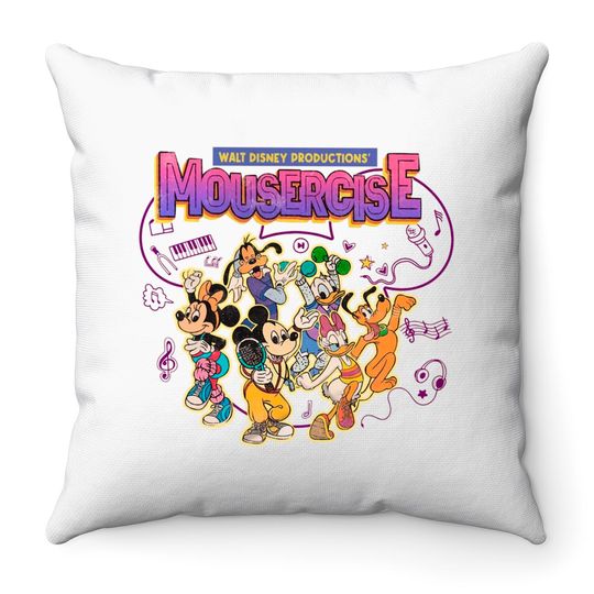 Mickey and Friends Throw Pillows, Vintage Disney Mousercise 90s Promotional Throw Pillows