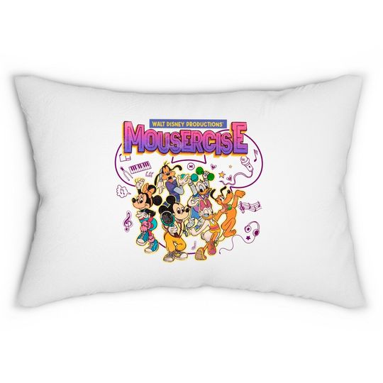 Mickey and Friends Lumbar Pillows, Vintage Disney Mousercise 90s Promotional Lumbar Pillows