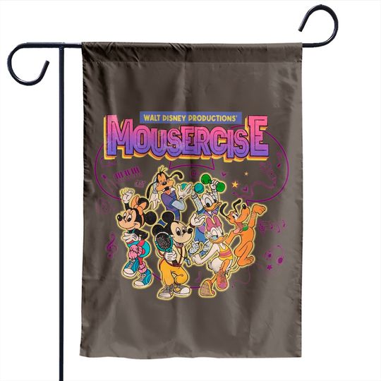 Mickey and Friends Garden Flags, Vintage Disney Mousercise 90s Promotional Garden Flags