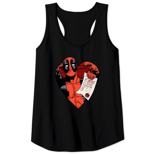 Marvel Deadpool Valentine To Do List Tank Tops, Disney Marvel Valentines Couples Matching Tank Tops