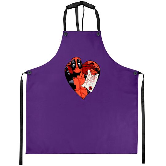 Marvel Deadpool Valentine To Do List Aprons, Disney Marvel Valentines Couples Matching Aprons