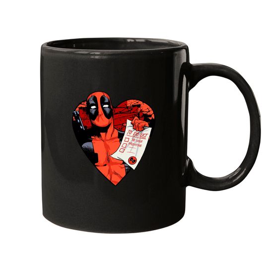 Marvel Deadpool Valentine To Do List Mugs, Disney Marvel Valentines Couples Matching Mugs