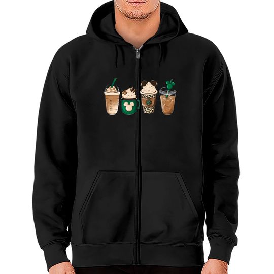 Starbucks And Disney Zip Hoodies, Disney Coffee Zip Hoodies, Mickey Mouse Head Zip Hoodies