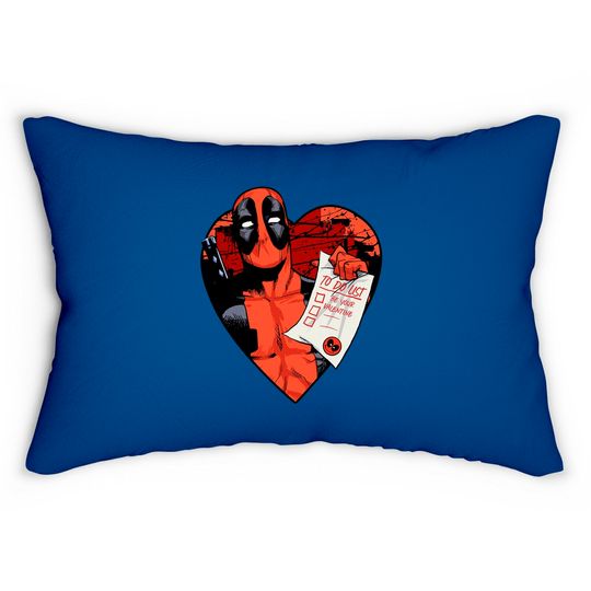 Marvel Deadpool Valentine To Do List Lumbar Pillows, Disney Marvel Valentines Couples Matching Lumbar Pillows