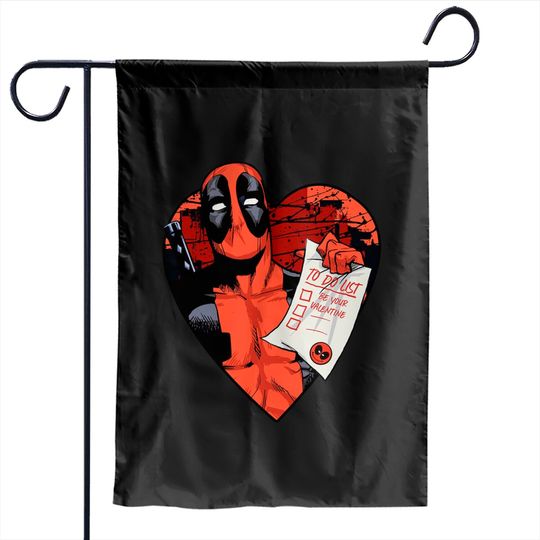 Marvel Deadpool Valentine To Do List Garden Flags, Disney Marvel Valentines Couples Matching Garden Flags