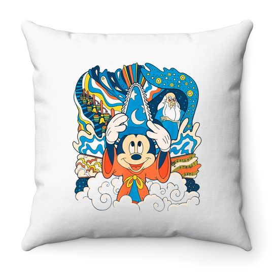 Disney Fantasia Sorcerer Mickey Stay Magical Throw Pillows, Fantasmic Disney's Hollywood Studios Throw Pillows