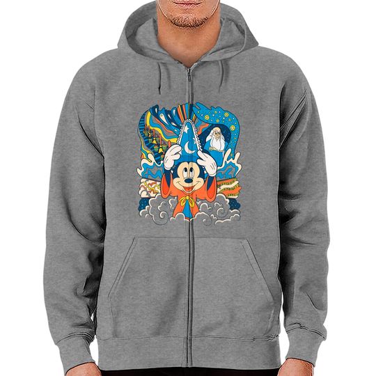 Disney Fantasia Sorcerer Mickey Stay Magical Zip Hoodies, Fantasmic Disney's Hollywood Studios Zip Hoodies