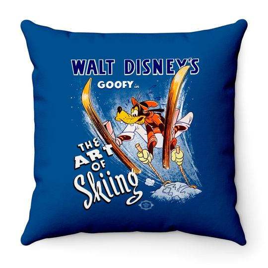 Disney Goofy In The Art Of Skiing Classic Premium Throw Pillows, Magic Kingdom Unisex Throw Pillows