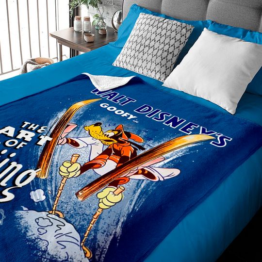 Disney Goofy In The Art Of Skiing Classic Premium Baby Blankets, Magic Kingdom Unisex Baby Blankets