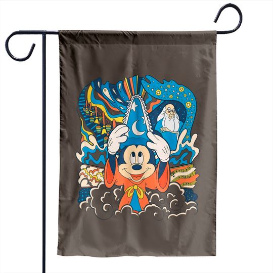 Disney Fantasia Sorcerer Mickey Stay Magical Garden Flags, Fantasmic Disney's Hollywood Studios Garden Flags