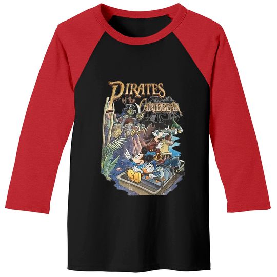 Retro Pirated of the Caribbean Mickey and Friends Baseball Tees, Disney Comfort Colors Baseball Tees, Mickey Caribbean Baseball Tees