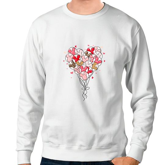 Disney Valentine  Sweatshirts, Disney Balloons Valentine Sweatshirts