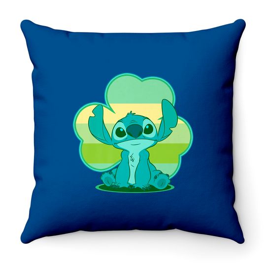 Lilo & Stitch St. Patrick's Day Stitch Irish Shamrock Clover Throw Pillows, Disney Happy Patrick's Day 2023 Throw Pillows
