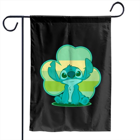 Lilo & Stitch St. Patrick's Day Stitch Irish Shamrock Clover Garden Flags, Disney Happy Patrick's Day 2023 Garden Flags
