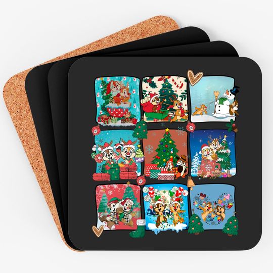 Chip & Dale Christmas Coasters, Disney Couples Coasters, Disney Trip Coasters