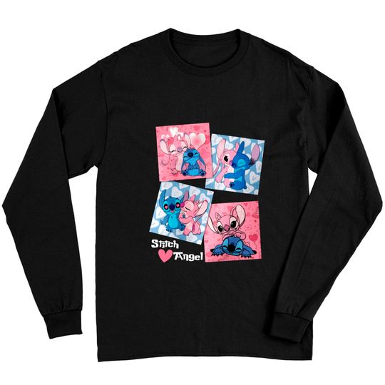 Stitch And Angel Valentine Long Sleeves, Stitch Valentine Long Sleeves, Disney Stitch Sweatshirt