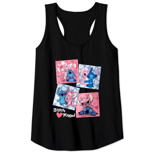 Stitch And Angel Valentine Tank Tops, Stitch Valentine Tank Tops, Disney Stitch Sweatshirt