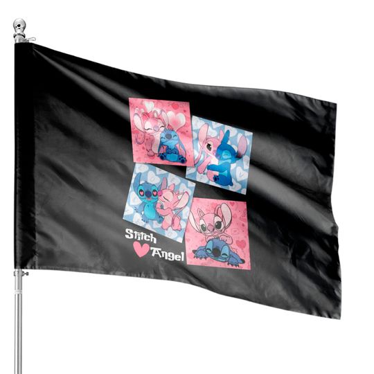 Stitch And Angel Valentine House Flags, Stitch Valentine House Flags, Disney Stitch Sweatshirt