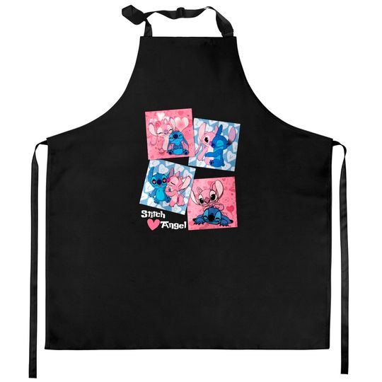 Stitch And Angel Valentine Kitchen Aprons, Stitch Valentine Kitchen Aprons, Disney Stitch Sweatshirt