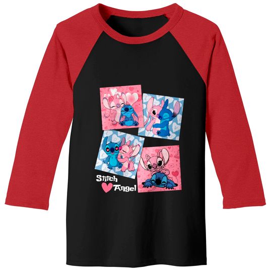 Stitch And Angel Valentine Baseball Tees, Stitch Valentine Baseball Tees, Disney Stitch Sweatshirt