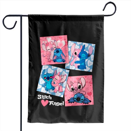 Stitch And Angel Valentine Garden Flags, Stitch Valentine Garden Flags, Disney Stitch Sweatshirt