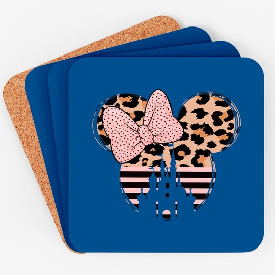 Minnie castle Sweatshirt,Disneyworld Sweatshirt, Minnie Ear Coasters,Leopard cheetah print