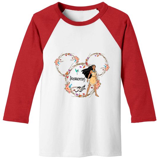 Disney Princess Mickey Head, Pocahontas Baseball Tees, Princess Pocahontas Baseball Tees