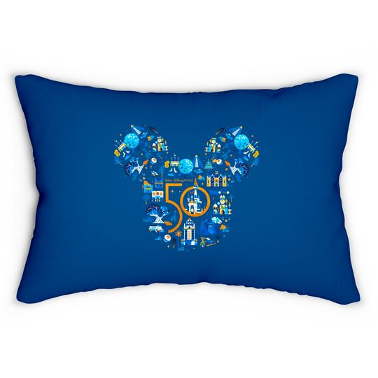 Disney 50th Anniversary Lumbar Pillows, Mickey Ears Disneyworld Lumbar Pillows, 50th Disney Celebration Lumbar Pillows