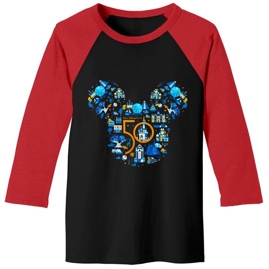 Disney 50th Anniversary Baseball Tees, Mickey Ears Disneyworld Baseball Tees, 50th Disney Celebration Baseball Tees
