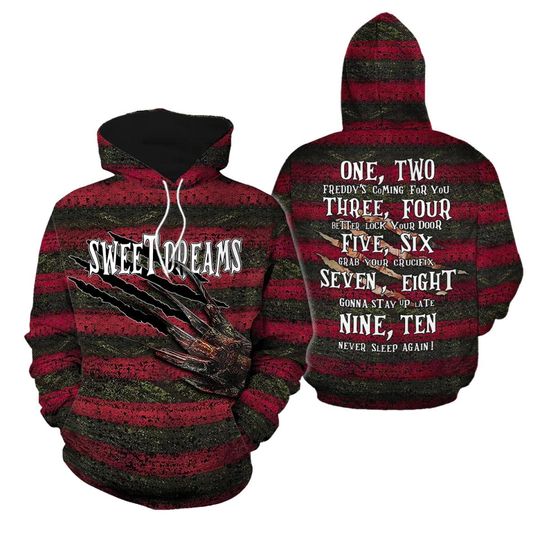 Freddy Krueger A Nightmare On Elm Street Horror Movie 3D Hoodie