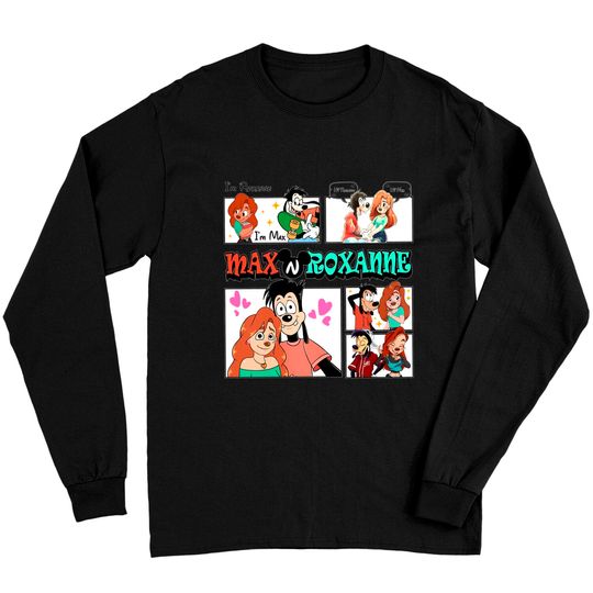 Comfort Colors Max and Roxanne Valentine Long Sleeves, Disney A Goofy Movie Couple