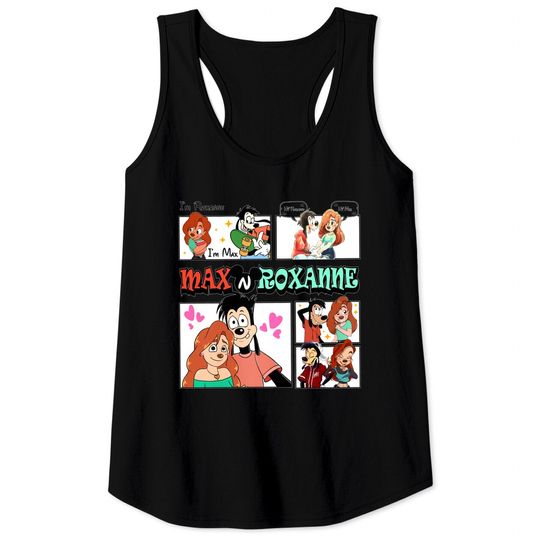 Comfort Colors Max and Roxanne Valentine Tank Tops, Disney A Goofy Movie Couple