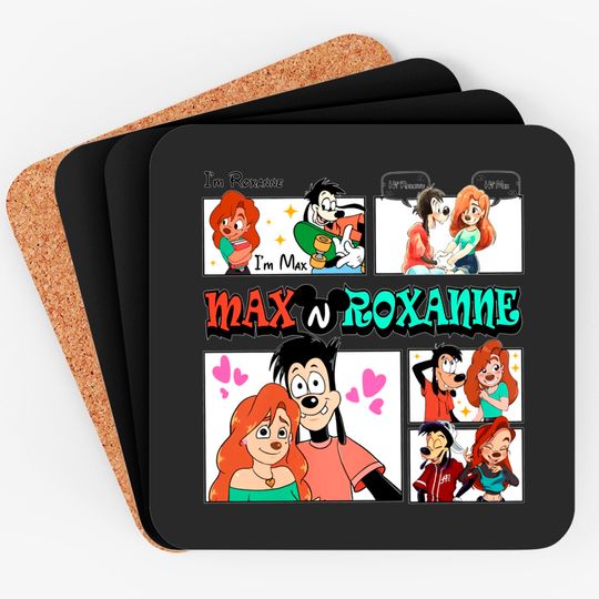 Comfort Colors Max and Roxanne Valentine Coasters, Disney A Goofy Movie Couple