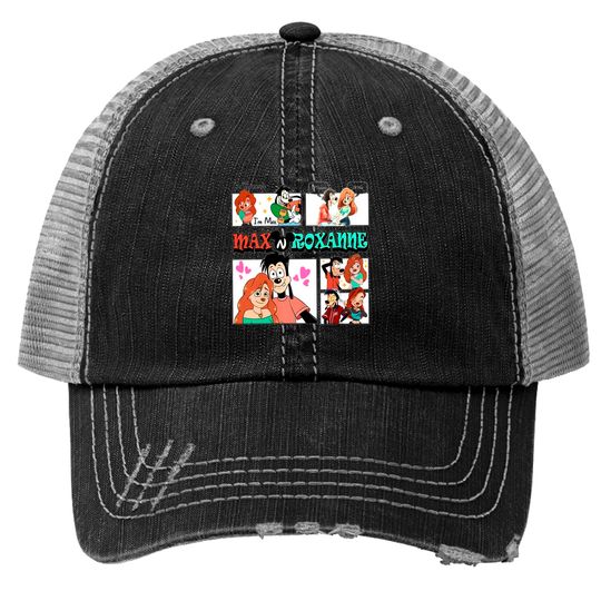 Comfort Colors Max and Roxanne Valentine Trucker Hats, Disney A Goofy Movie Couple