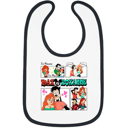 Comfort Colors Max and Roxanne Valentine Bibs, Disney A Goofy Movie Couple