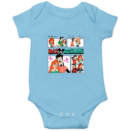 Comfort Colors Max and Roxanne Valentine Onesies, Disney A Goofy Movie Couple