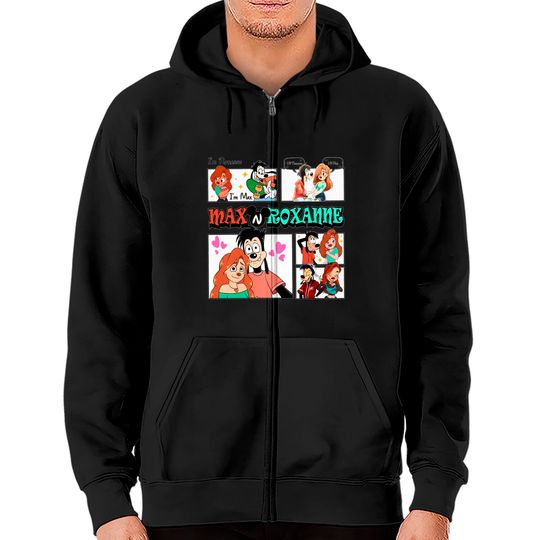 Comfort Colors Max and Roxanne Valentine Zip Hoodies, Disney A Goofy Movie Couple