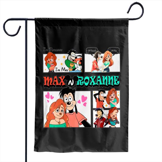 Comfort Colors Max and Roxanne Valentine Garden Flags, Disney A Goofy Movie Couple