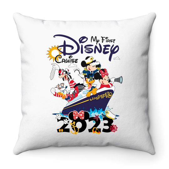 My First Disney Cruise 2023 Throw Pillows, Captain Mickey Mouse And Friends Throw Pillows