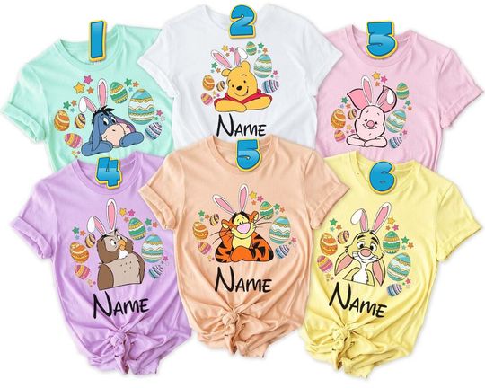 Pooh & Friends Easter Shirt, Personalized Disney Easter Shirt, Easter 2023 party shirt