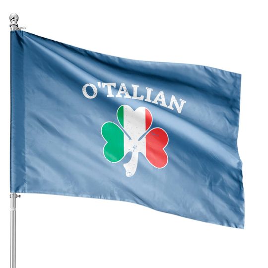 O'Talian Italian Irish Shamrock Men's Short Sleeve or Long Sleeve House Flags