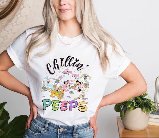 Chillin' With My Peeps Disney Easter Shirt, Easter 2023 Party Shirt