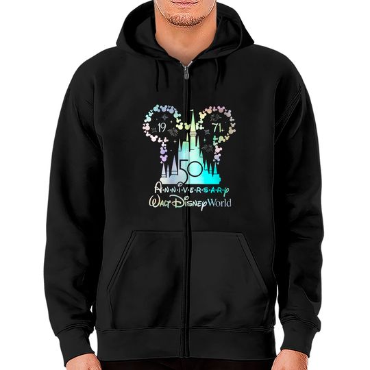 Mickey Castle 50th Anniversary Zip Hoodies- Disney World Zip Hoodies